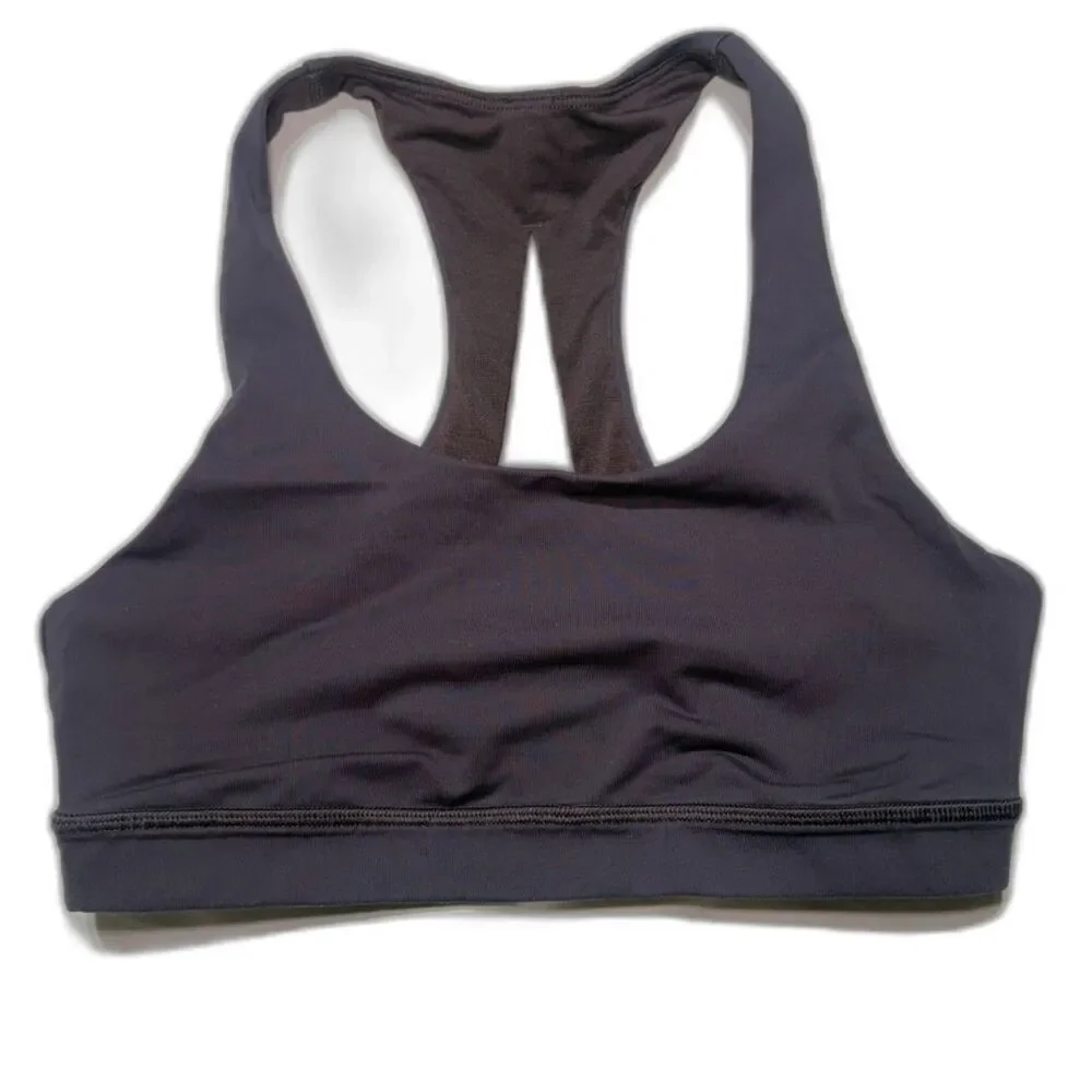 lululemon Invigorate Bra Size 6 Deep Plum Purple Mesh Racerback No Pads